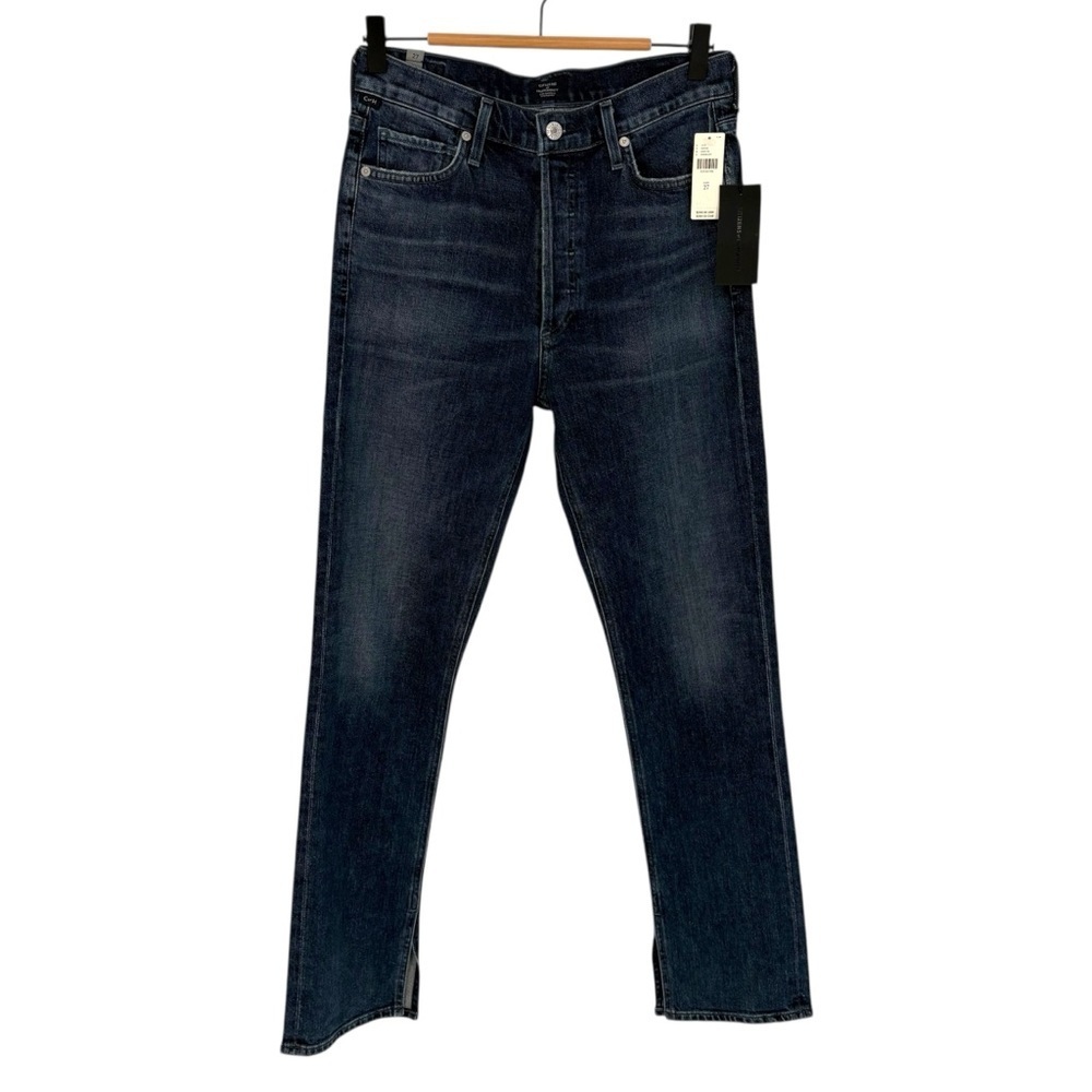 Citizens of Humanity Olivia High Rise Slim Jeans Size 27 Dark Wash Split Hem New